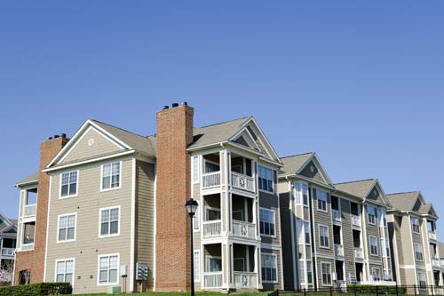 Apartment complex angled view.