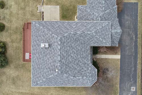 Arial view of roof.