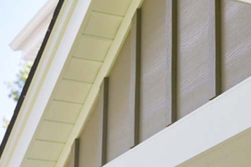 Close up of white siding.